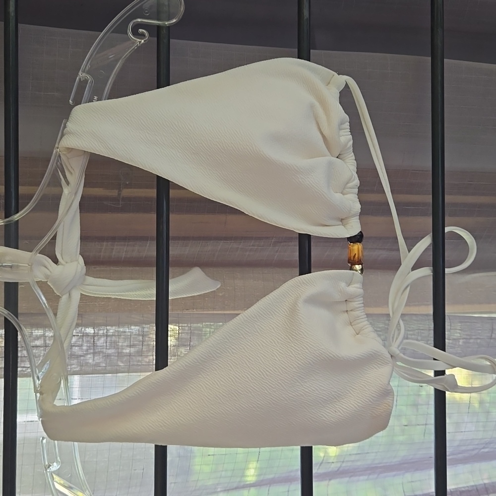 H&M swim top cream with beads